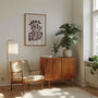 brown floral motif poster living room elegant decor