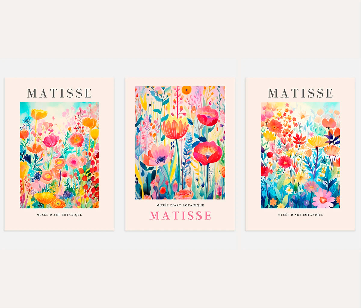 colorful flower field poster set wall art