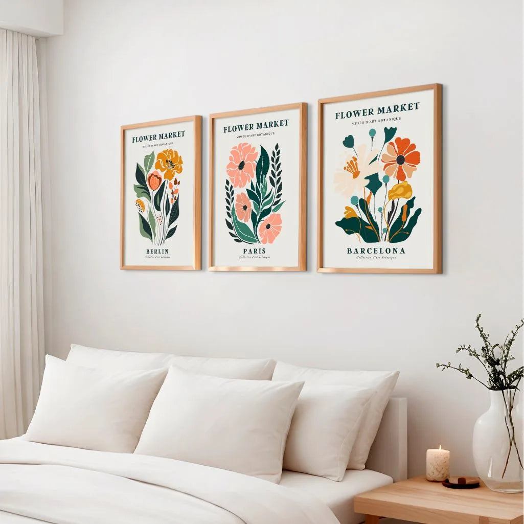 flower market poster set wall art for interior design