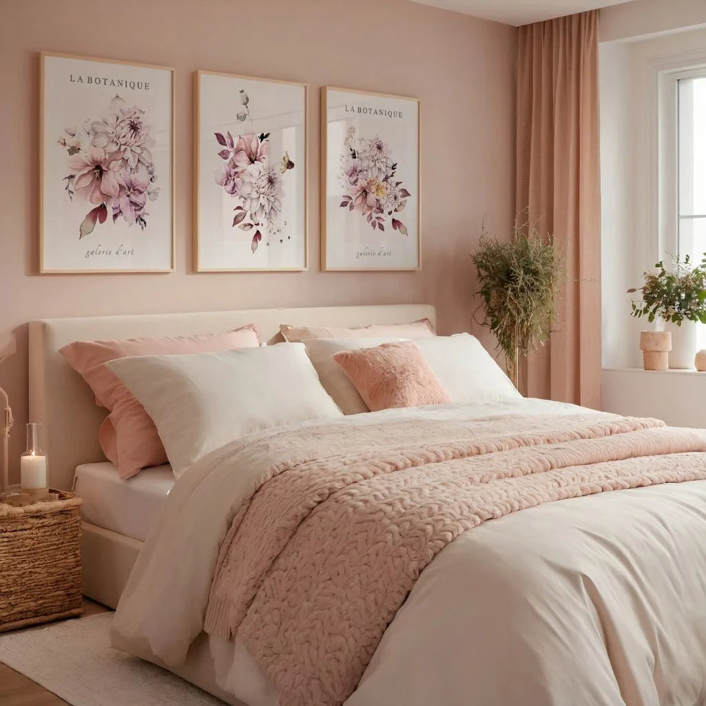 pink lilac watercolor floral poster set wall art for home decor