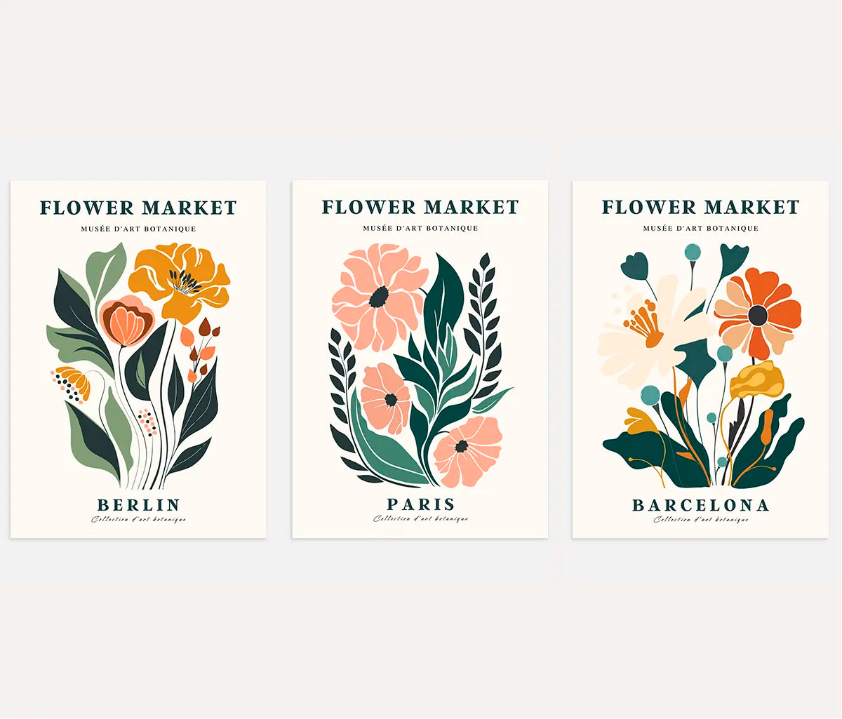 retro flower market poster set wall art for living room decor
