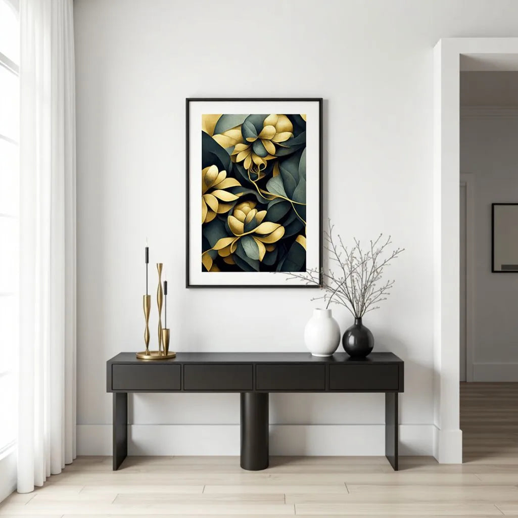 gold botanical poster bedroom modern wall art