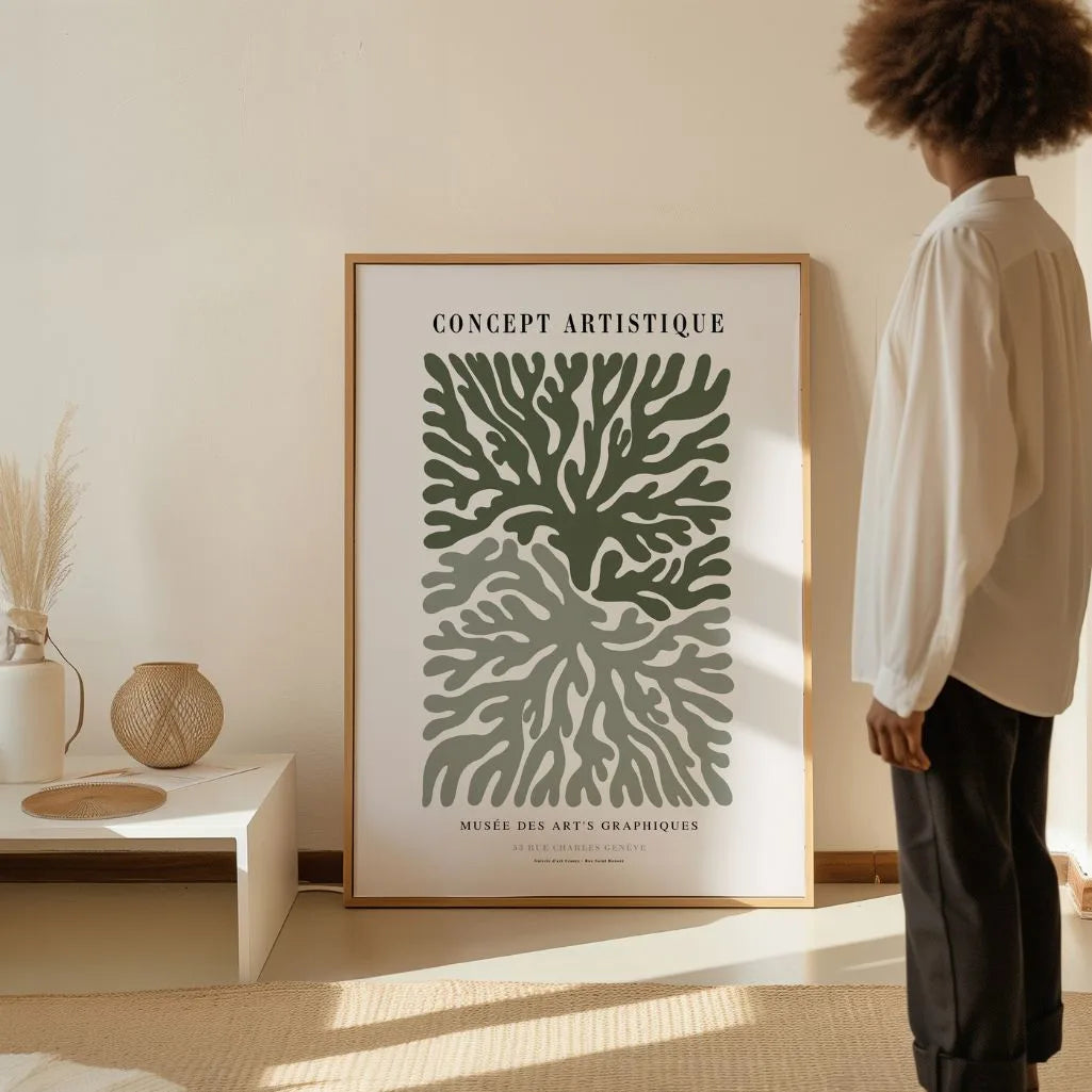 green coral abstract poster bedroom minimal wall art
