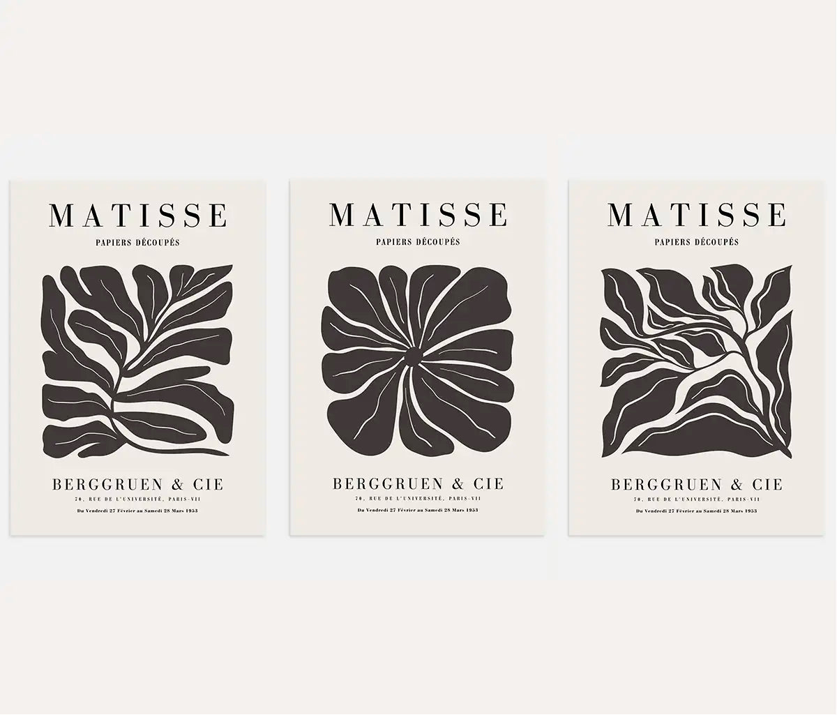 henri matisse dark botanical poster set wall art