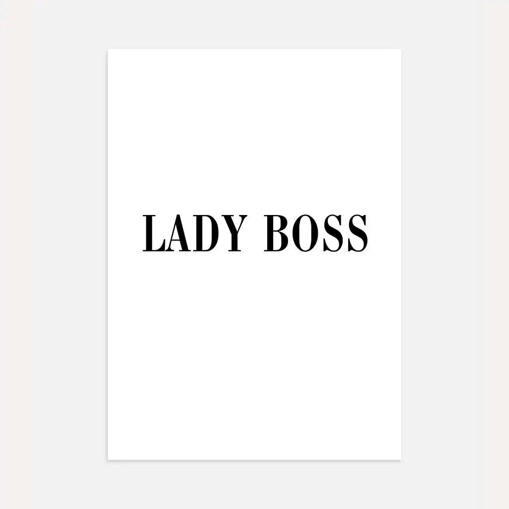 Lady Boss typography poster with black text on white background