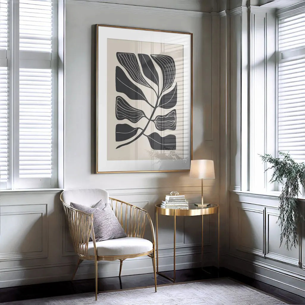 minimalistische blätter poster im schlafzimmer ruhige botanische wandkunst