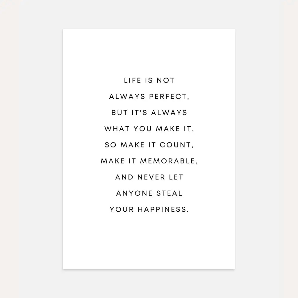 life is not always perfect quote poster