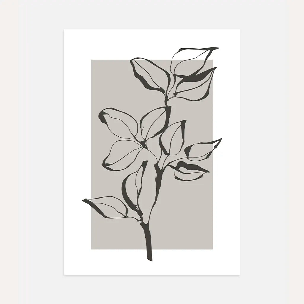 line art branch poster grey botanical wall art