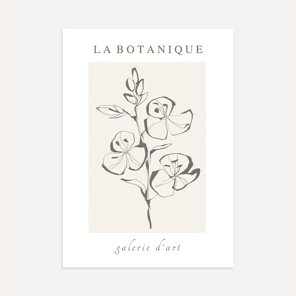 Linear floral finesse poster with delicate botanical line art in minimalist style