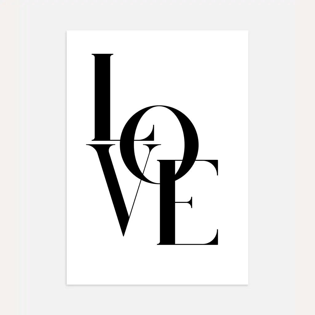 minimalist LOVE typography poster for romantic wall decor