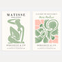 Matisse abstract botanical green set of 2 posters with organic shapes and blush accents