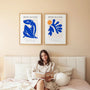 matisse blue orange abstract poster set bedroom decor