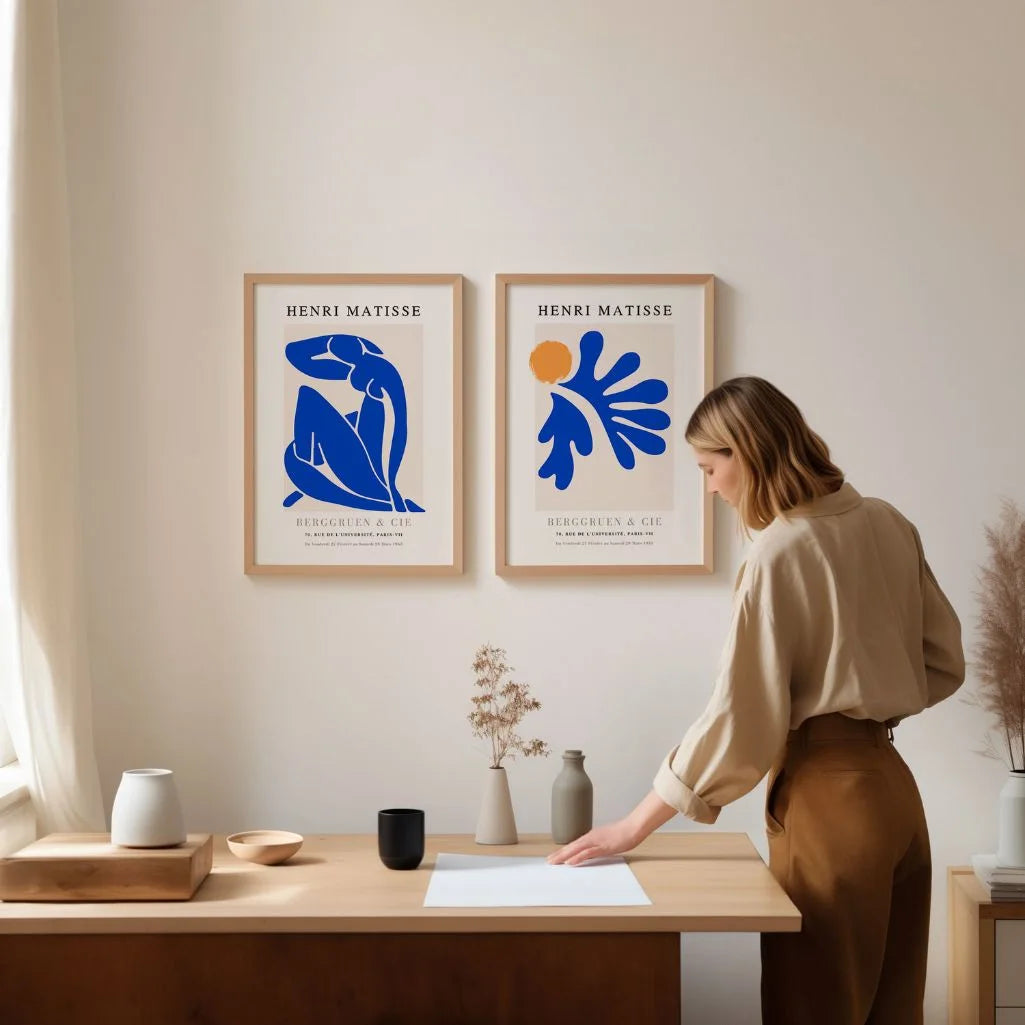 matisse blue orange poster set gallery wall modern abstract decor