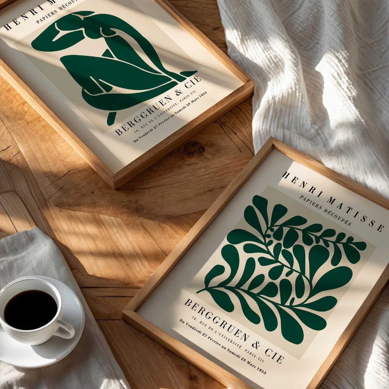 matisse deep green poster set bedroom wall decor