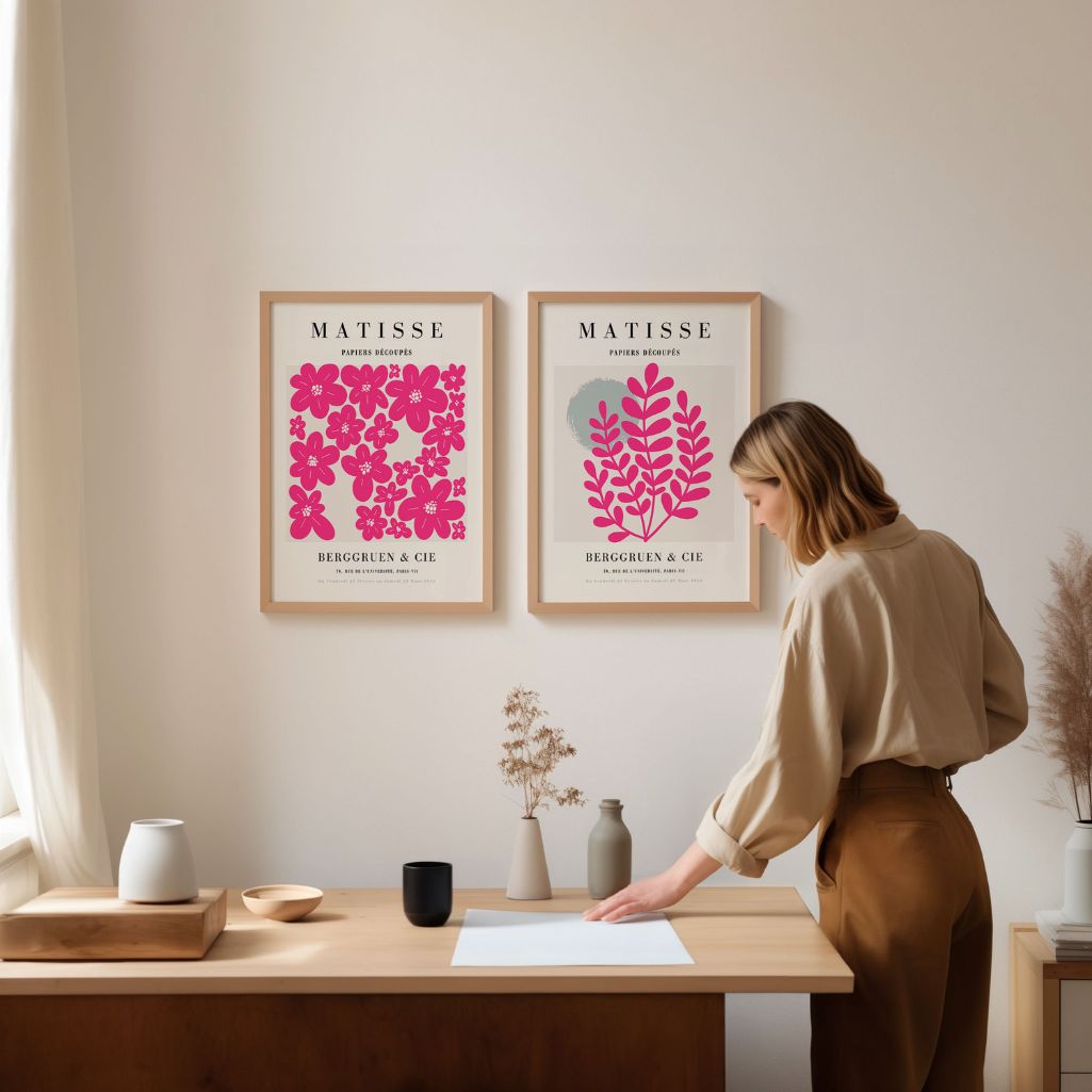 matisse floral detail pink poster