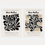 Matisse graphic botanical set of 2 posters with black plant shapes and minimalist design