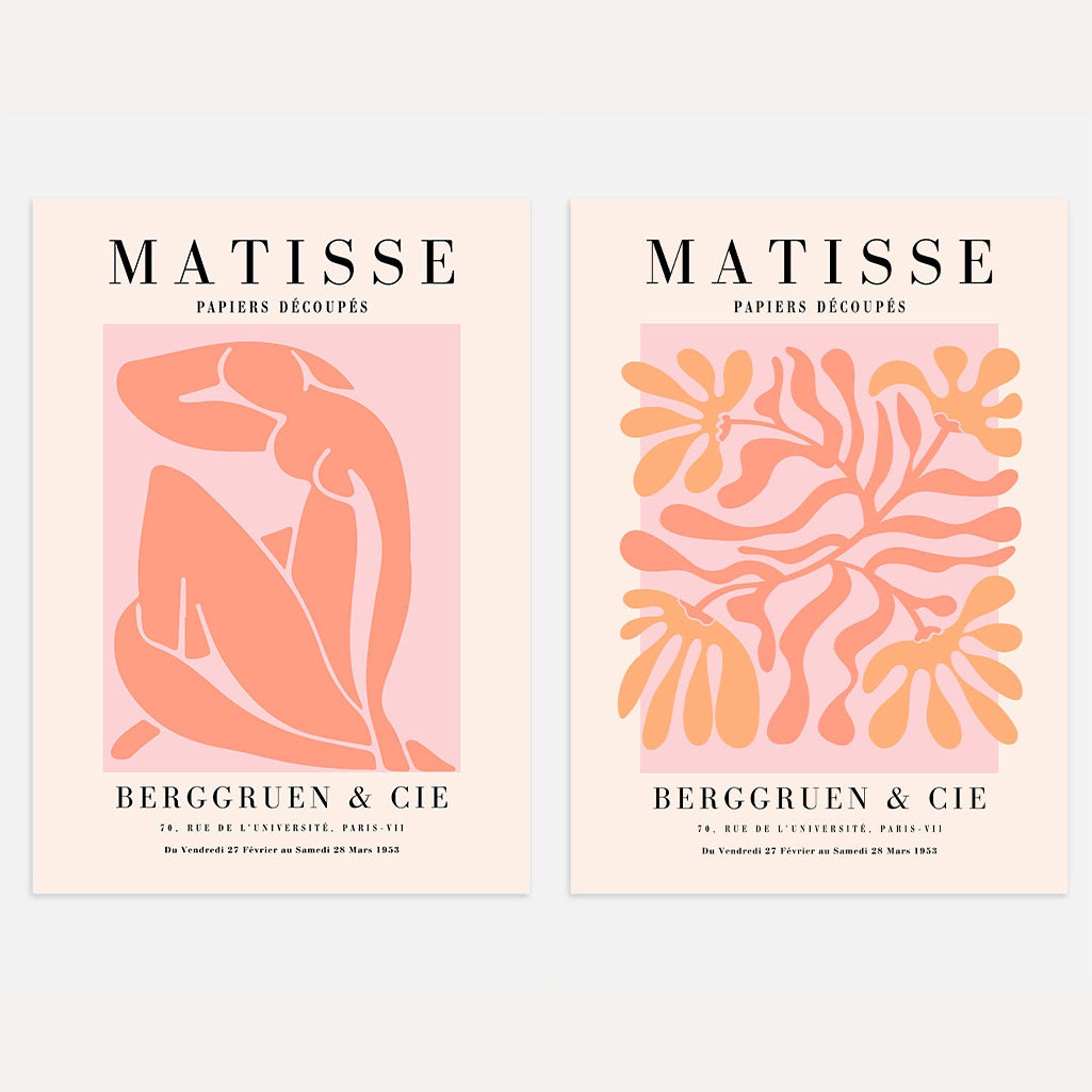 matisse pink peach forms poster set 2 wall art