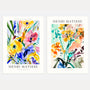 matisse watercolour flowers poster set 2 wall art