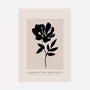 minimal flower poster black silhouette beige wall art