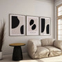 Minimalist black beige poster set with soft shapes for Japandi home decor