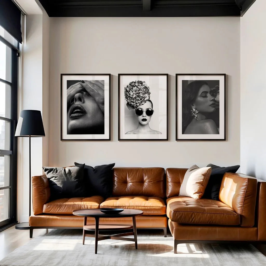 Minimalist fashion wall art set of 3 elegant female portraits