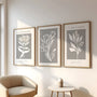 white plant poster set grey background minimalist wall art for bedroom decor