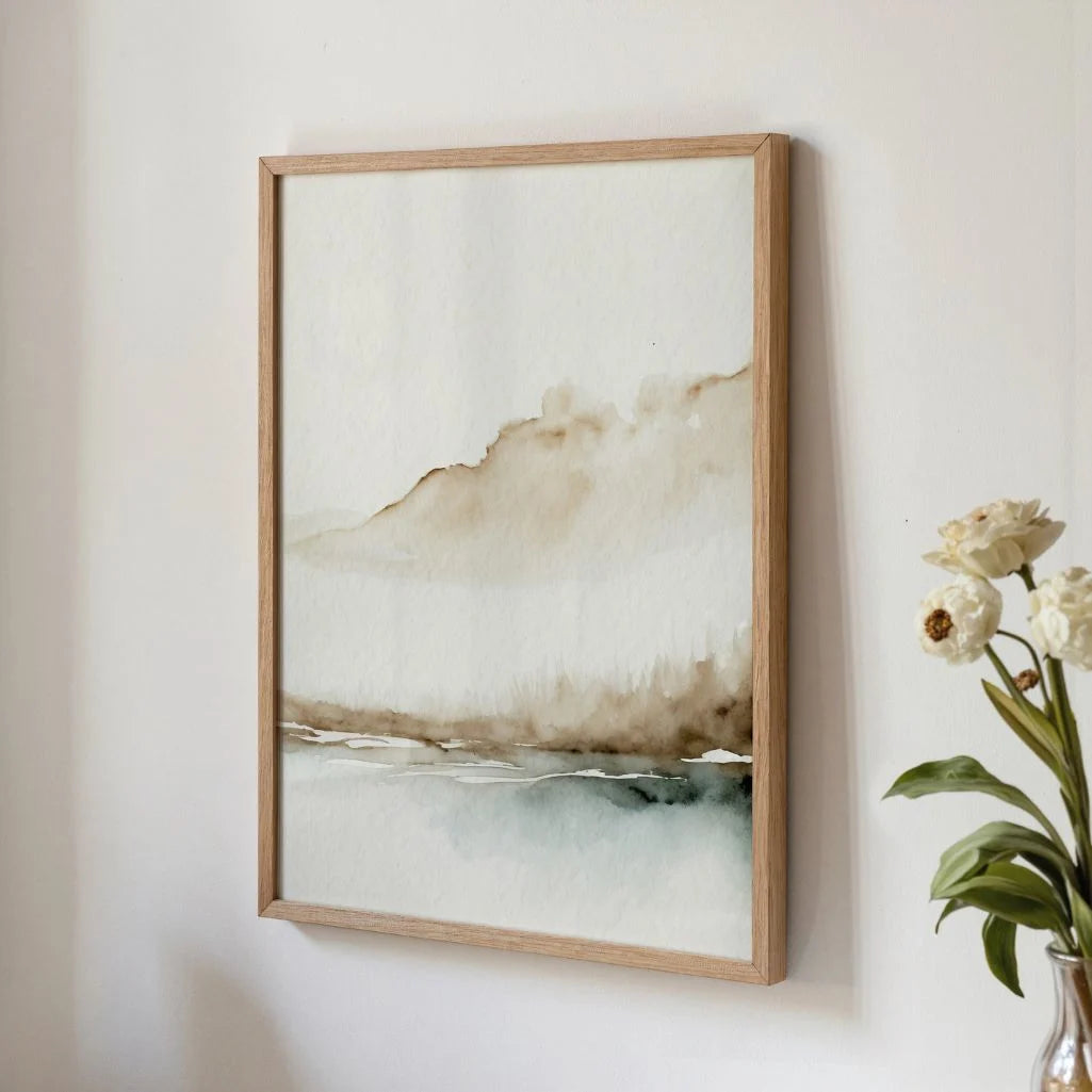 misty abstract poster living room soft neutral decor