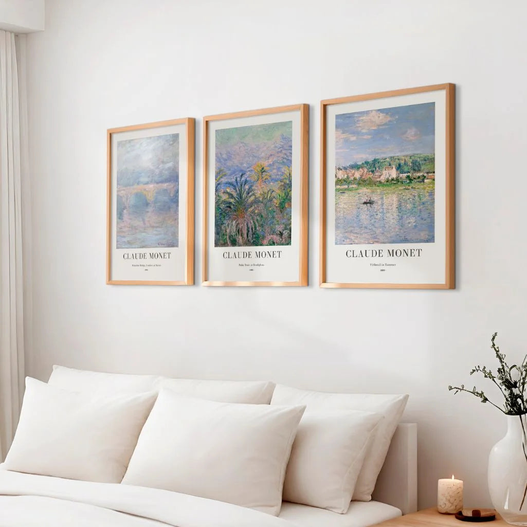 Claude Monet Waterloo Bridge poster set with atmospheric pastel tones