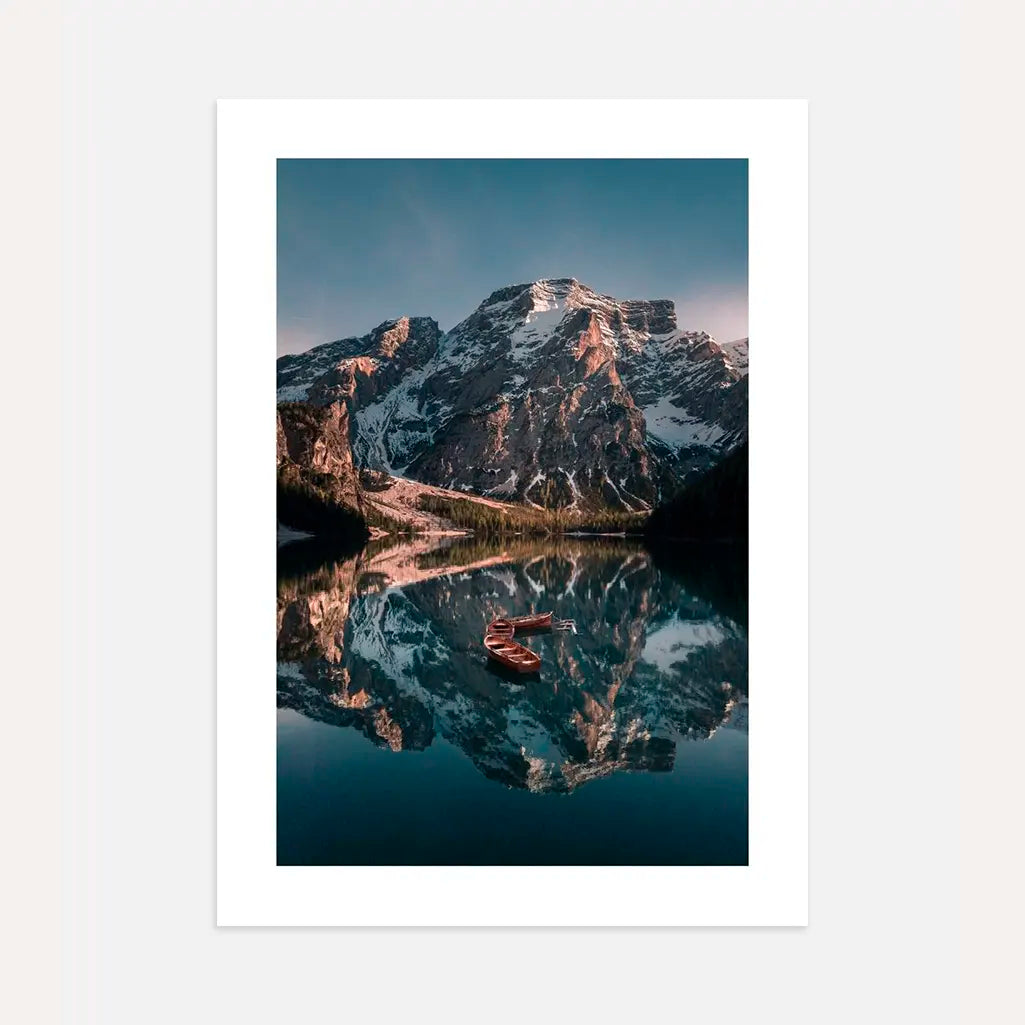 mountain lake at dusk poster alpine landscape wall art