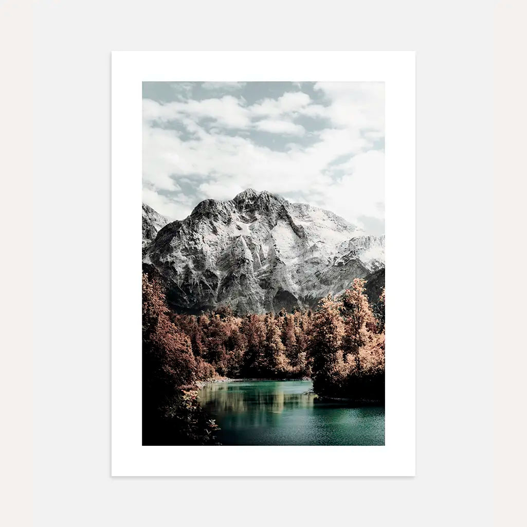 mountain lake poster emerald landscape wall art