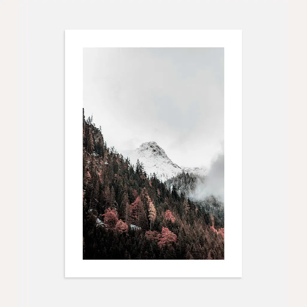 mountain peak in mist poster snowy landscape wall art