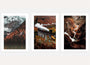 Mountain train bridge poster set of 3 cinematic landscape wall art