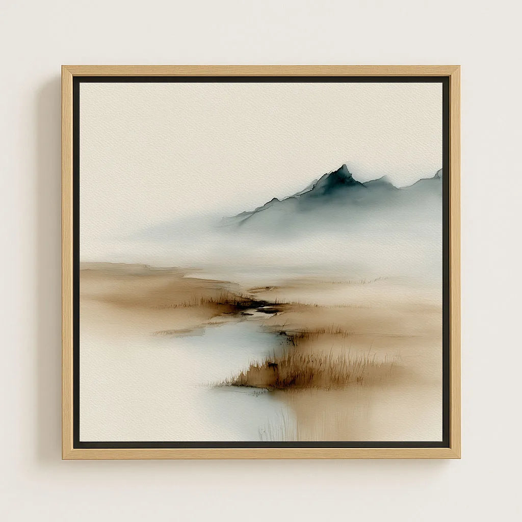Framed Canvas Print Beige and Blue Mist