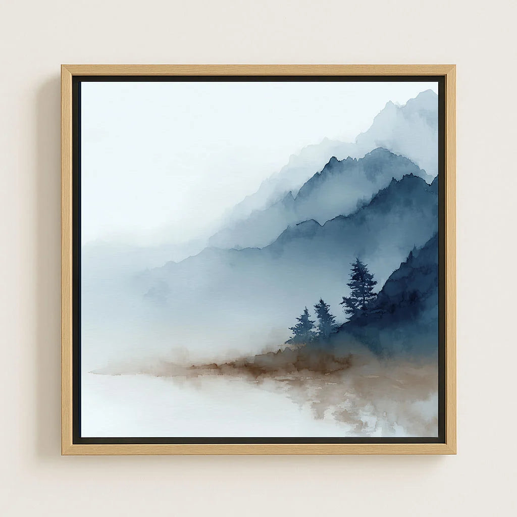 Framed Canvas Print Mist Over the Mountains