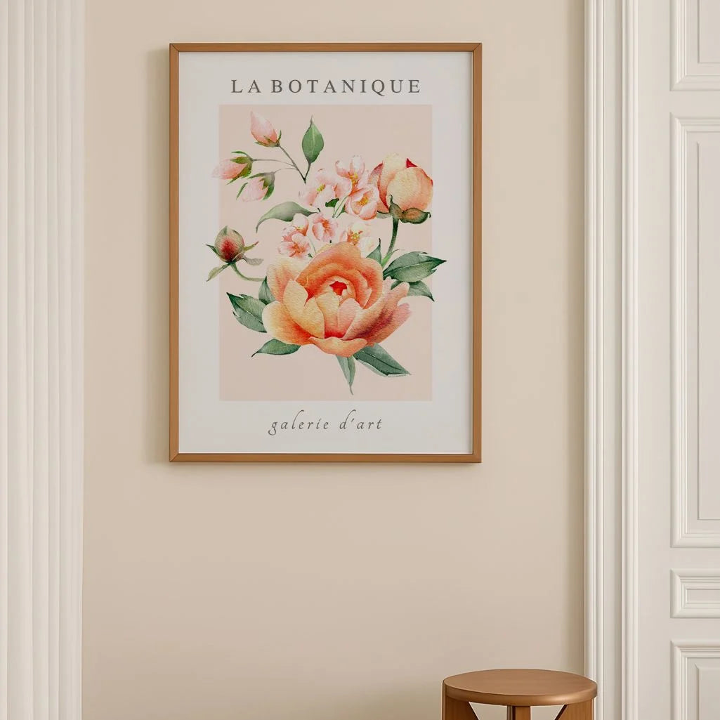 soft botanical flowers poster in bedroom light wall art