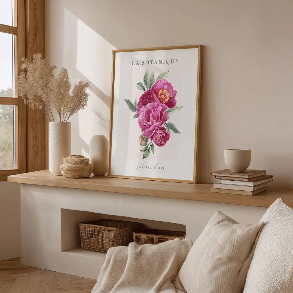 pink peony bouquet poster gallery wall shabby chic decor