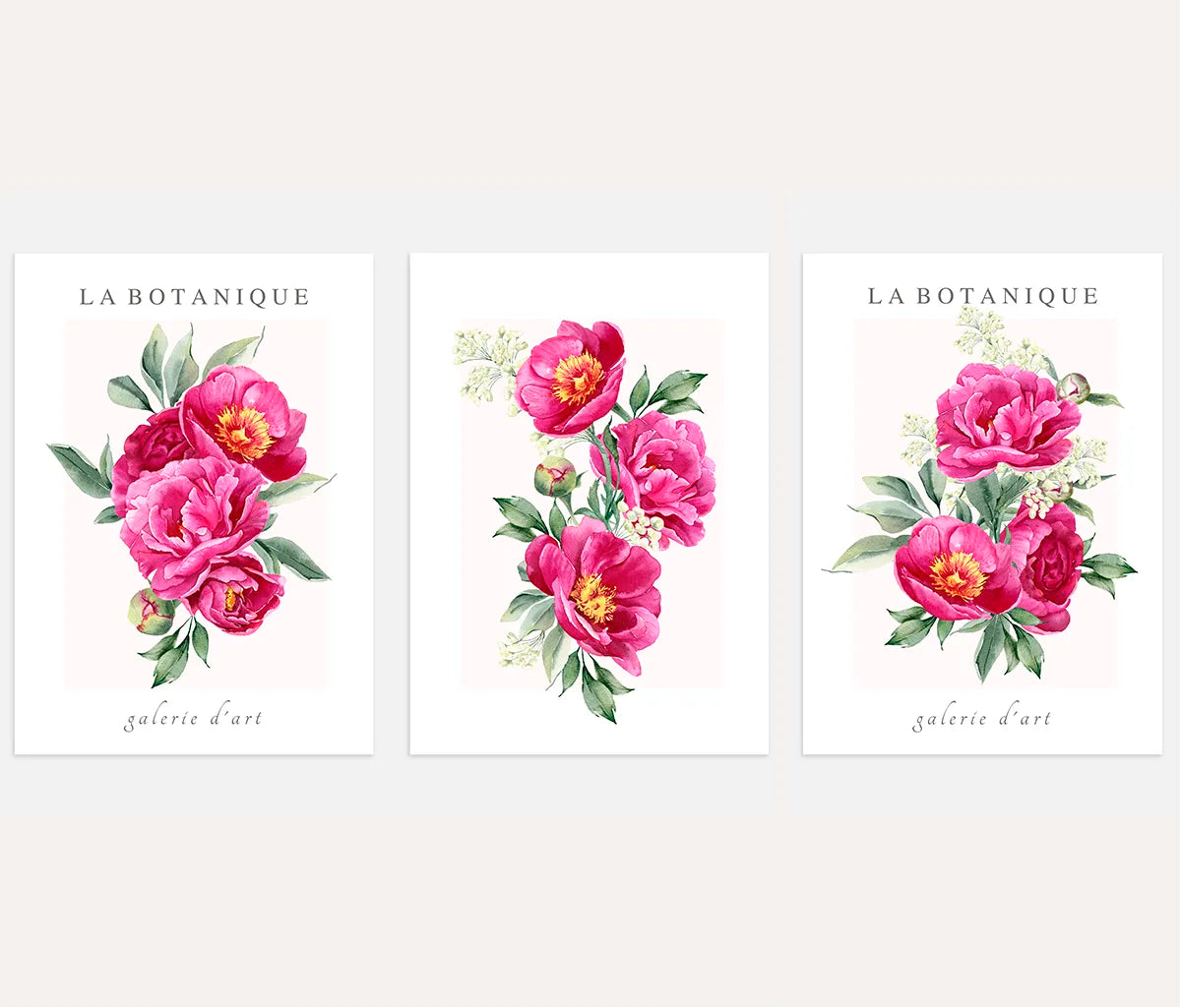 pink peony poster set wall art for bedroom decor