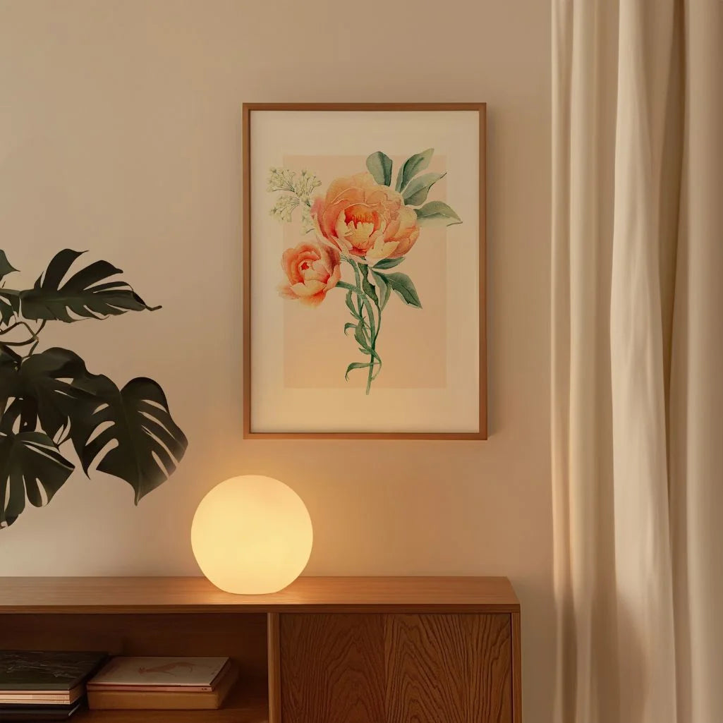 botanical poster peach tones bedroom soft aesthetic wall art