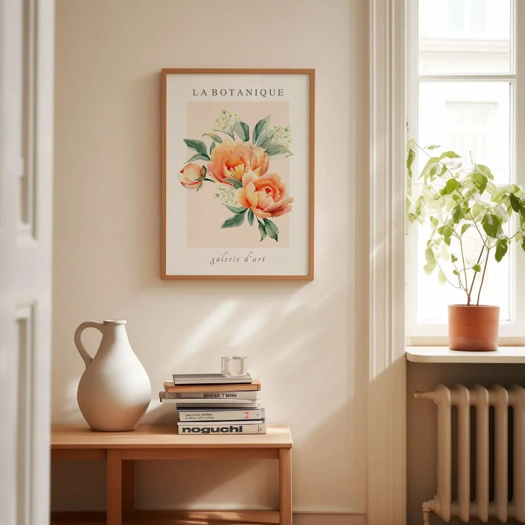 peony poster peach tones gallery wall botanical decor