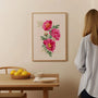pink peonies watercolour poster gallery wall romantic floral decor