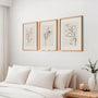beige leaf line art poster set wall art for bedroom decor