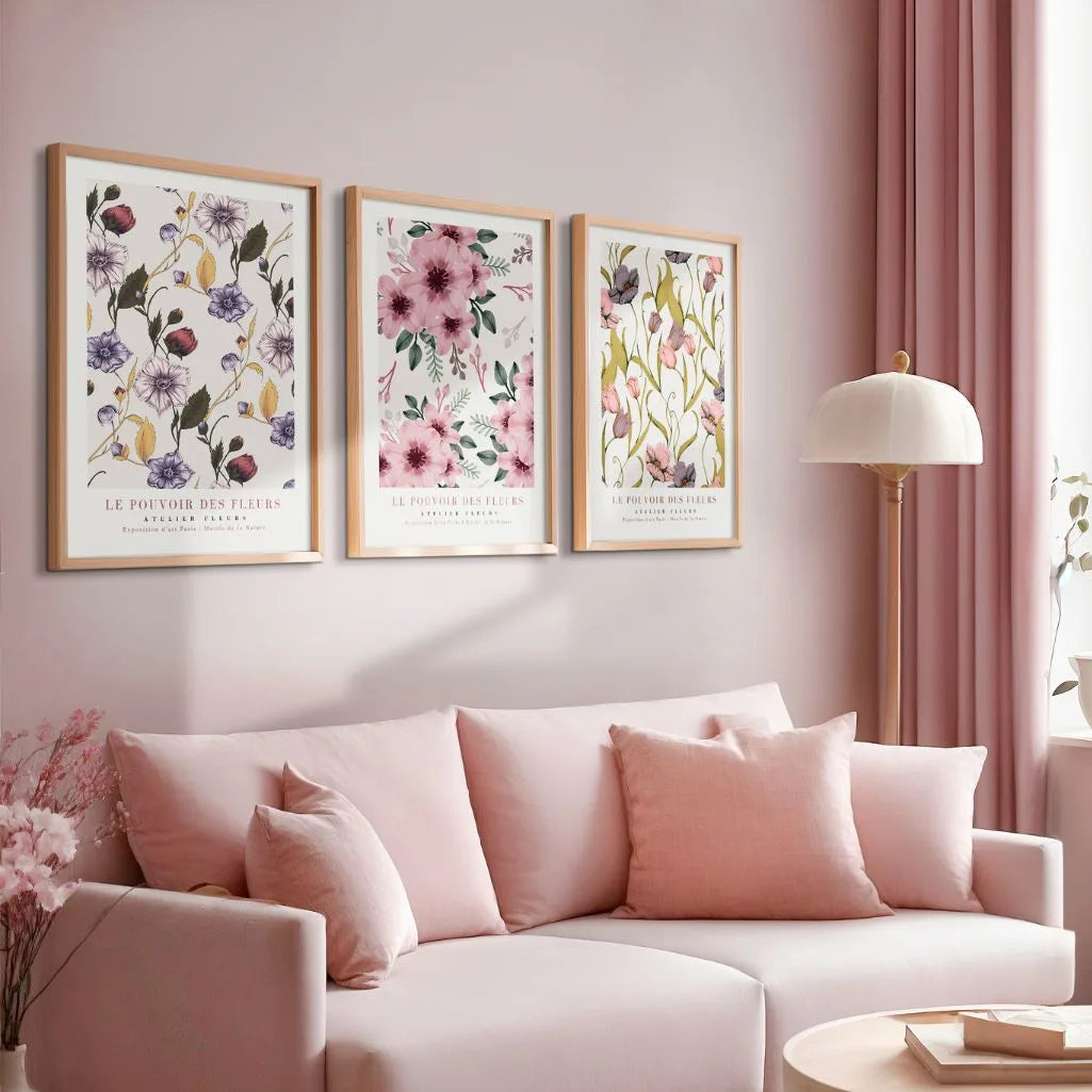 floral pattern poster set wall art for home interior design