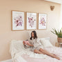 pink lilac floral watercolor poster set wall art for living room decor