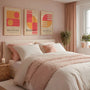 coral beige bauhaus poster set styled in modern living room