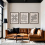 neutral beige and black bauhaus poster set of 3 arranged in refined modern gallery wall