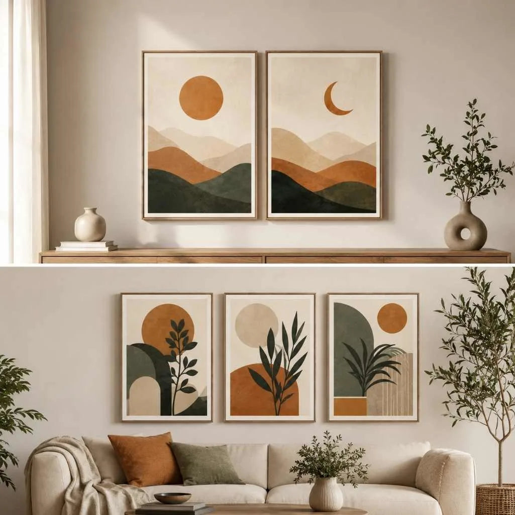 Wall art sets – poster collections of 2 and 3 pieces for modern interiors
