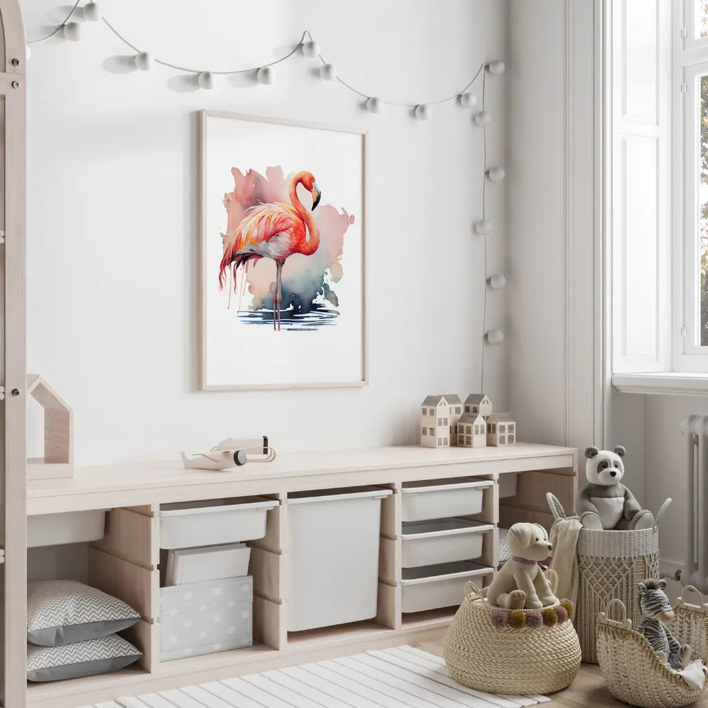 watercolor flamingo poster bedroom coral wall art