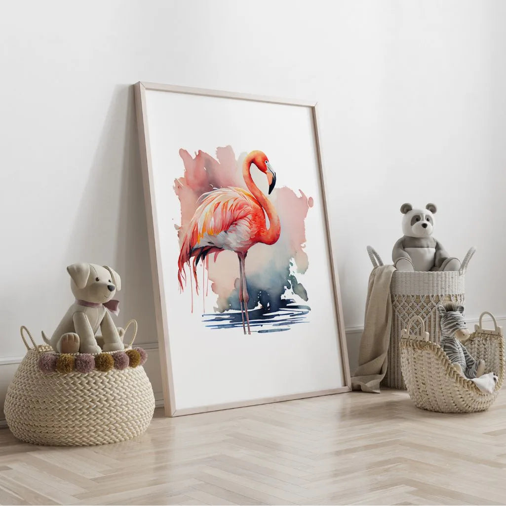 watercolor flamingo poster nature gallery wall
