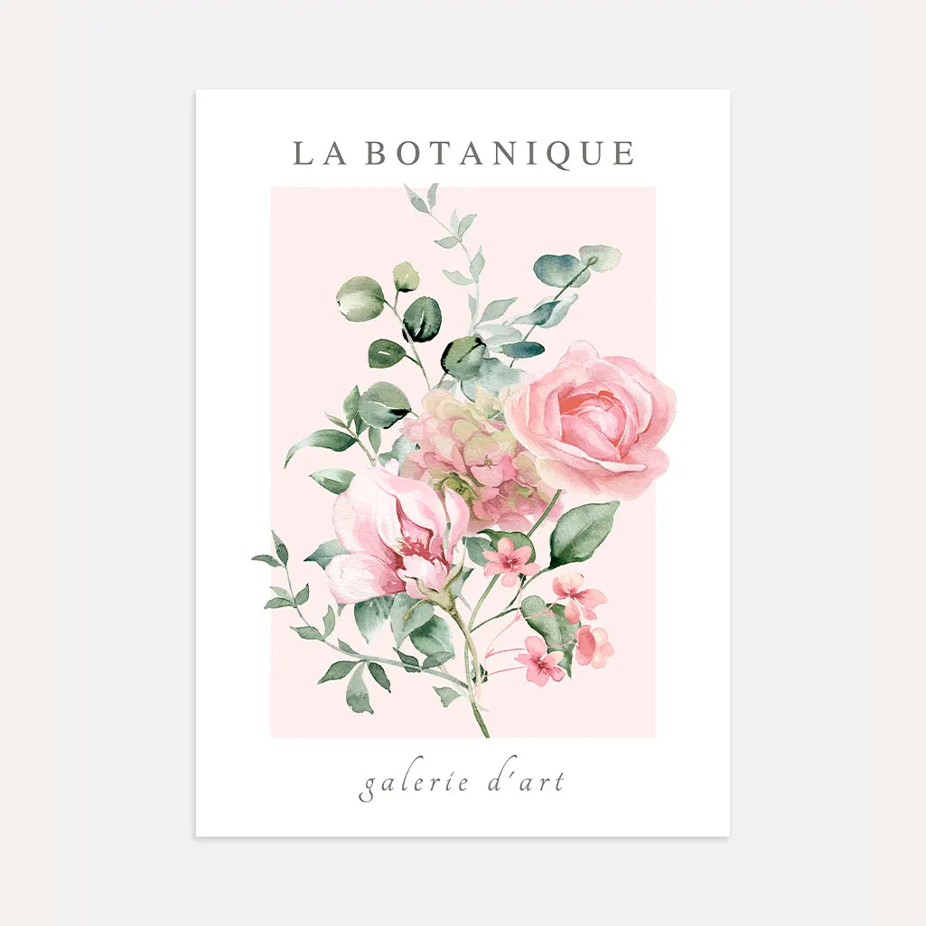 aquarell rosen poster rosa grün romantische florale wandkunst