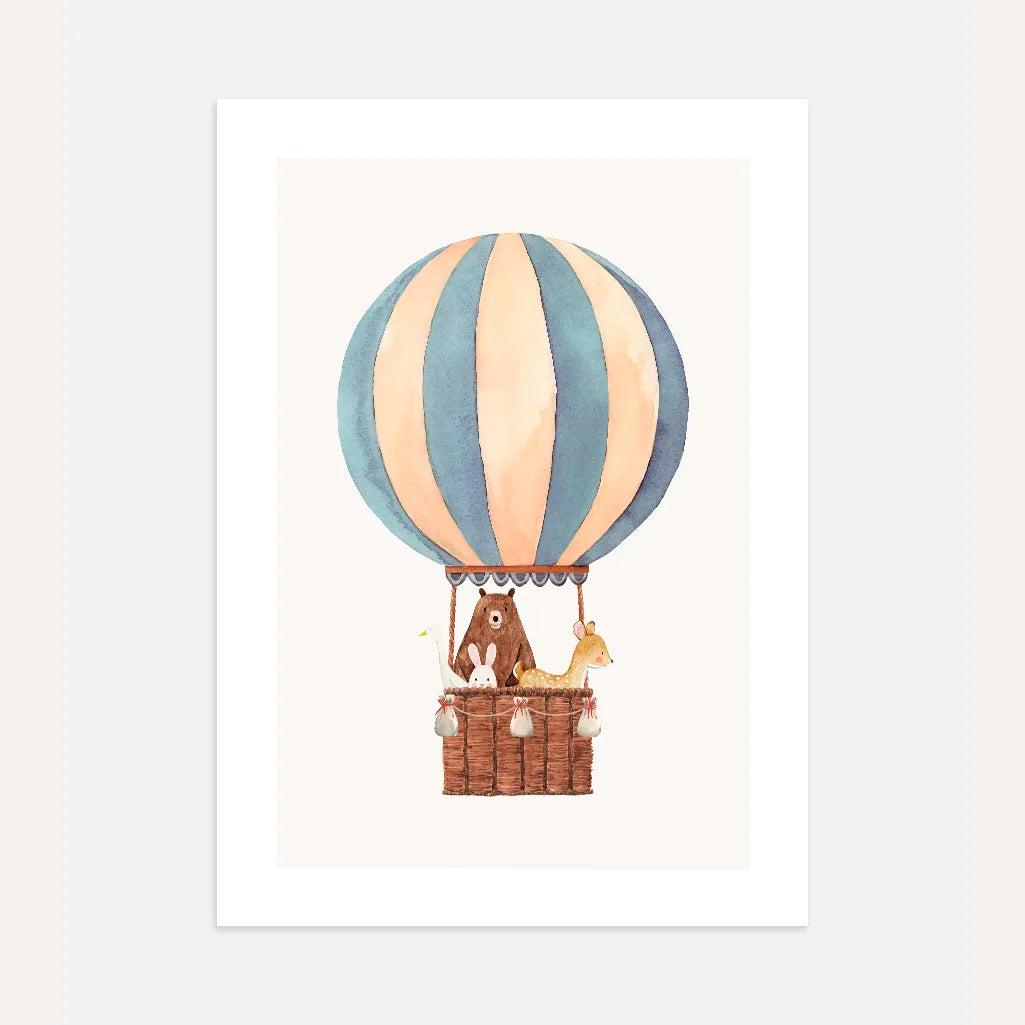 woodland animal balloon poster kids wall art
